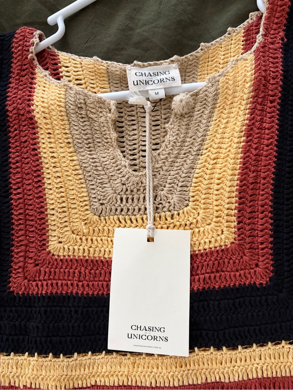 Chasing Unicorns Striped Knit Dress in Black, Rust & Cream - Picture 3 of 3